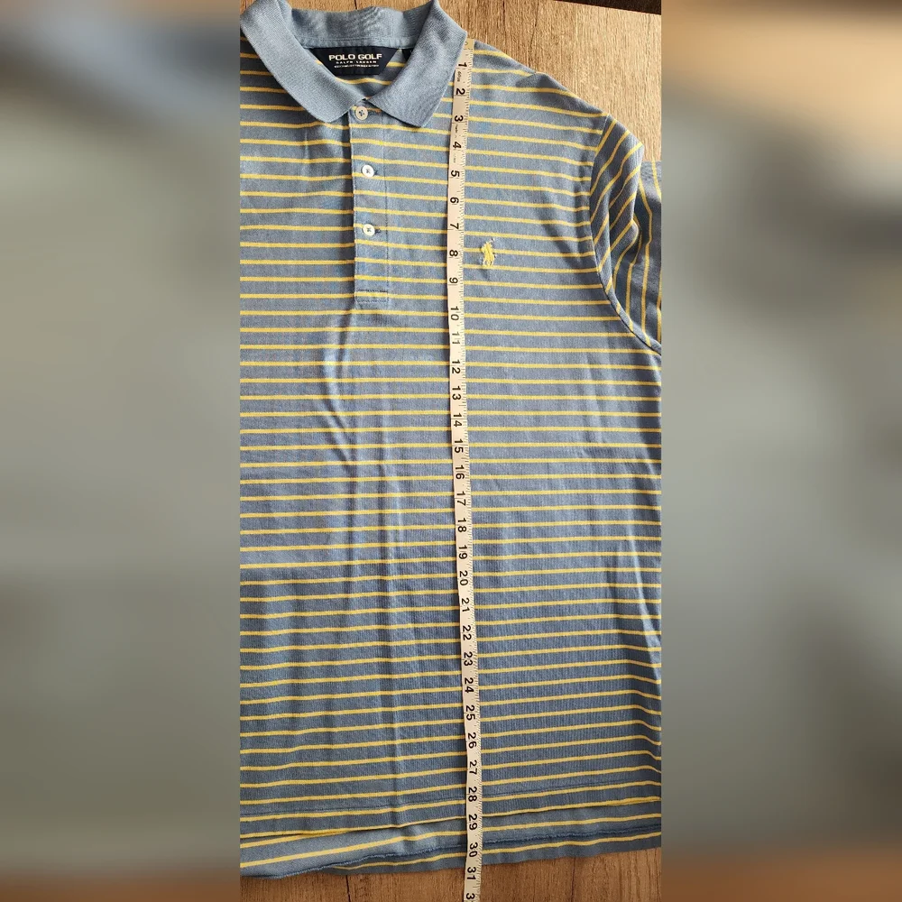 Polo Golf Ralph Lauren 100% Pima Cotton Blue Striped Polo Shirt Men's‎ Large